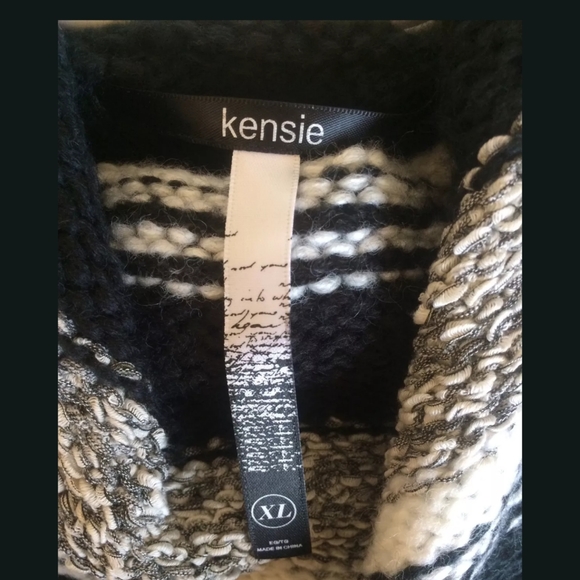 KENSIE Stripe Cowl Neck Sweater, Black/White, XL - Picture 4 of 6